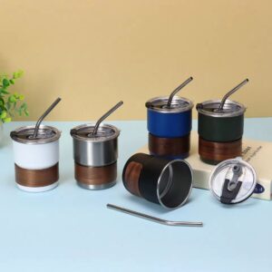 300ML Single Wall Stainless Steel Coffee Mug with Straw SSCMS01