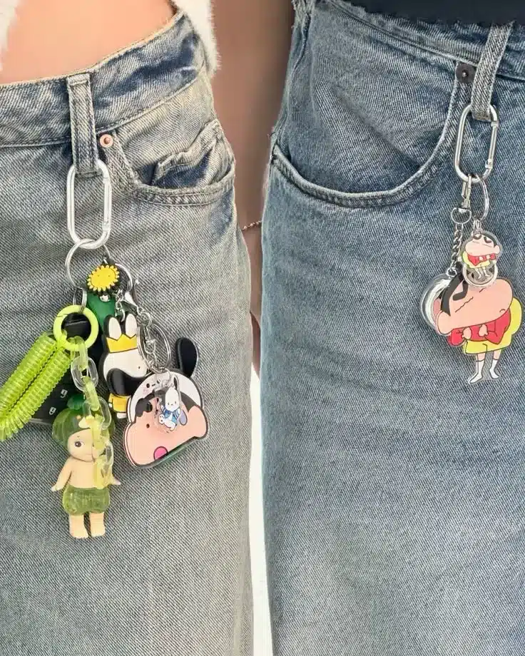keychains hanging in a belt loop