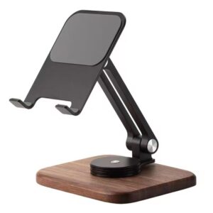 360° Rotatable Walnut Wood and Aluminum Alloy Desktop Phone Holder PAMS09