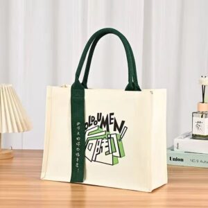 Customisable Landscape Canvas Bag with Base and extended tag on handle BCCB03