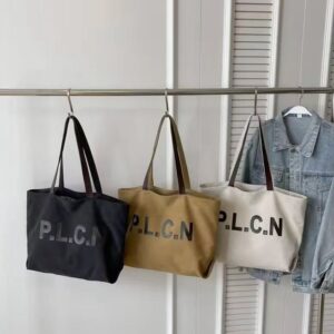 Customisable Large Capacity Trendy Canvas Bag with Leather Handle BCCB13