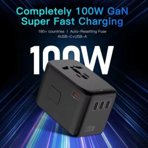 100W PD Fast Charge Travel Adapter - 2 USB + 2 Type C Port TATA03