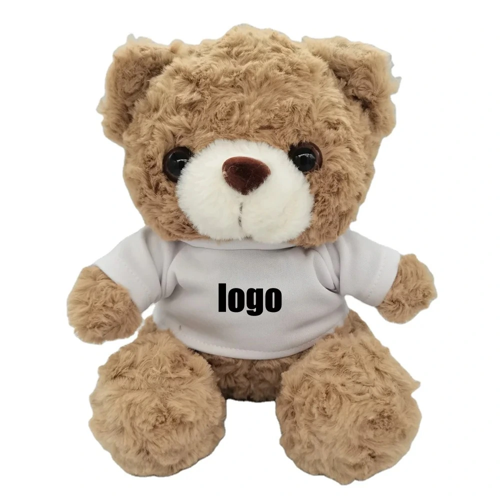 plush bear wearing white tshirt