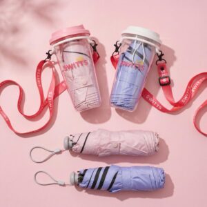 Trendy Foldable umbrella in a Cross Body Sling Cup LSFU15